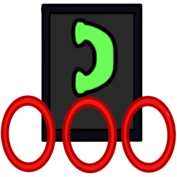 a simple hone screen with a green 'call' symbol on it. in front of the phone are three red zeroes.
